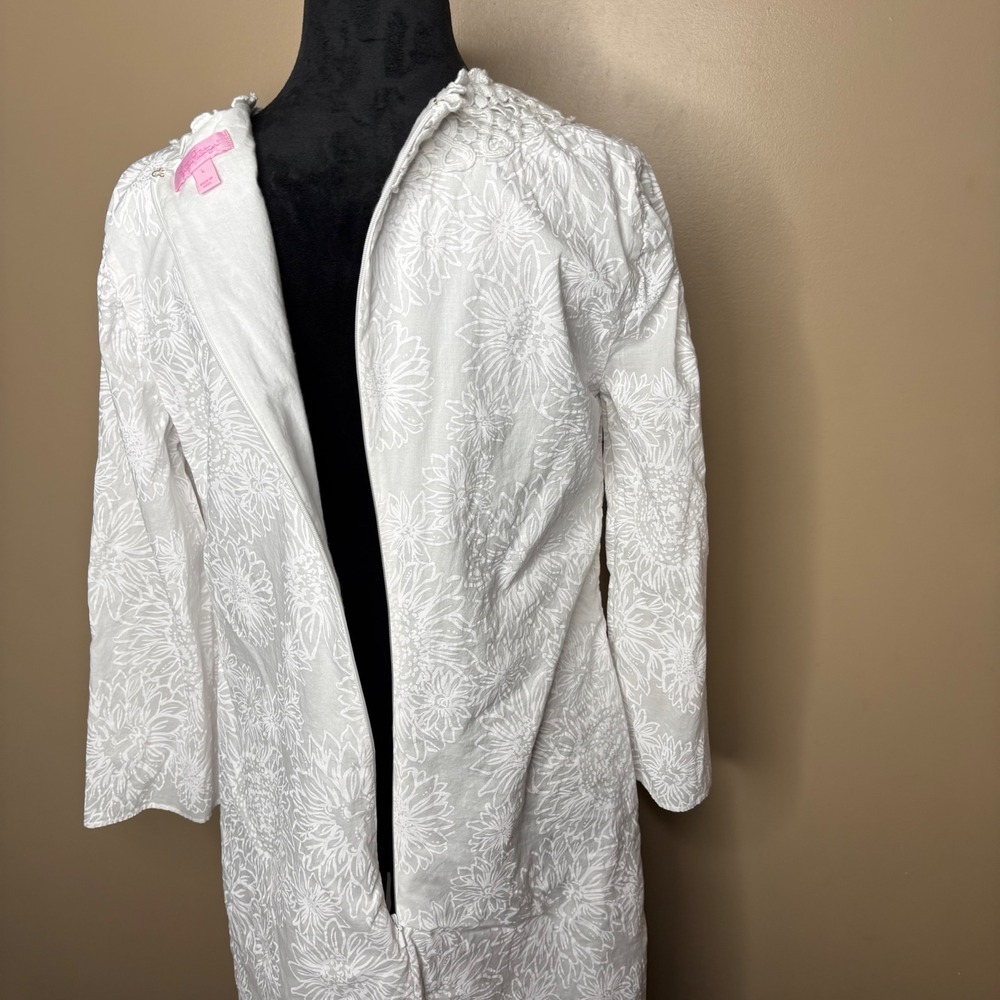 Lilly Pulitzer Women Large White Floral Shift Dress Crochet Lace V-Neck Coastal - Picture 6 of 9